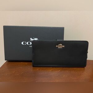NWT Coach Black Wallet with Gold Accents